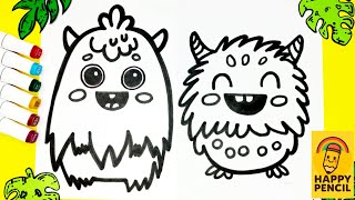 How to Draw and Color Cute Monsters 👾 | Easy Drawing for Kids