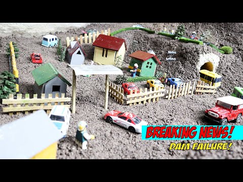 LEGO DAM BREACH - Emergency Water Discharge And Dam Failure Near Town - Diorama Dam Breach