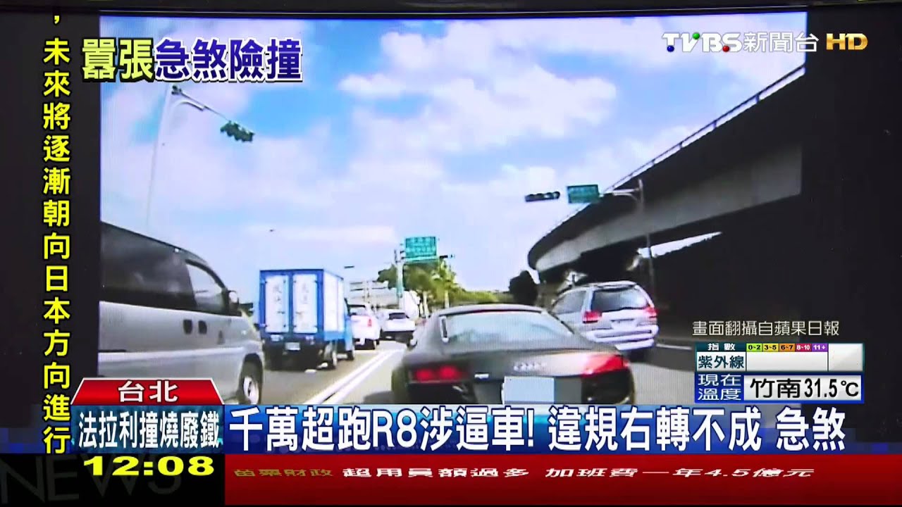 千萬超跑R8涉逼車!違規右轉不成 急煞