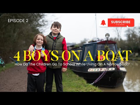How do the boys go to school while living on a narrowboat?