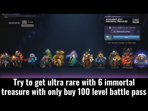 Try to get ultra rare with 6 immortal treasure with buy 100 level Aghanim Labyrinth Battle pass