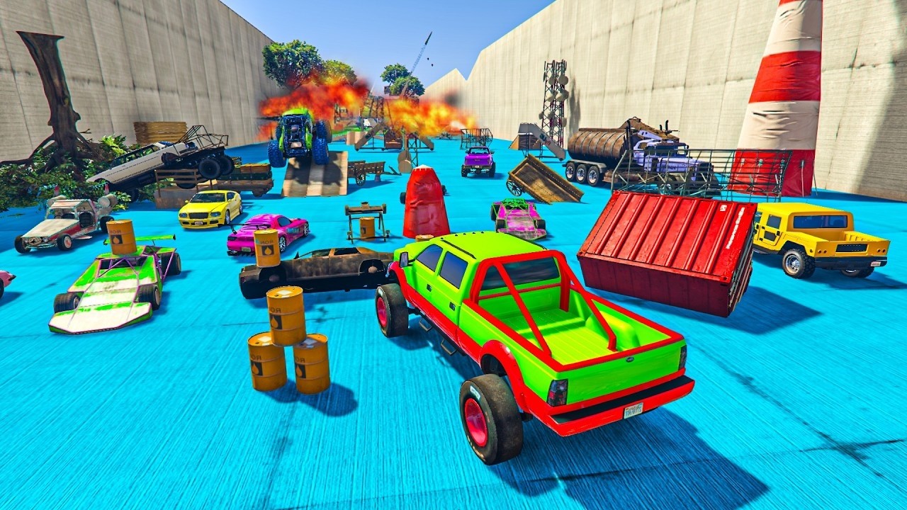 CARA A CARA CON COCHES ALEATORIOS Y EL ÚLTIMO EXPLOTA!! OBSTÁCULOS LOCOS! - GTA 5 ONLINE