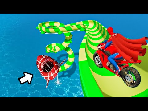 SPIDER-MAN Takes on WORLD'S HARDEST Parkour Ramp in GTA 5 🏃🔥 Superhero Mission