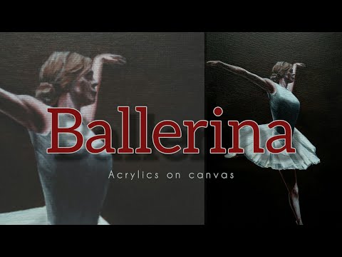 How I painted Ballerina with Acrylics / Easy canvas painting of a Ballet Dancer / step-by-step