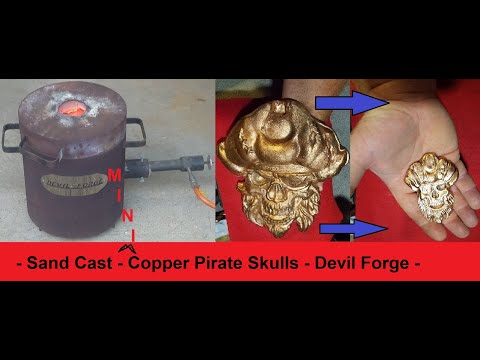 Sand Cast - Small - Copper Pirate Skulls - Copper - Petrobond - Sand Casting - Devil Forge
