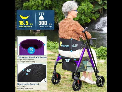 Lightweight Foldable Rollator Walkers for Seniors with Seat Adult Rolling Walker