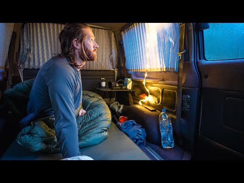 CAMPING In RAIN STORM - Sleeping In my Van Heavy Rain