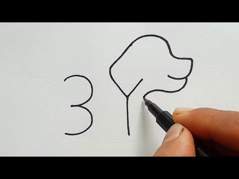 Cute Dog Drawing Very Easy With 3Y For Beginners | Drawing Pictures | Easy Dog Art Tutorial 