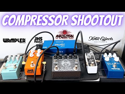 Compressor Shootout: Analogman Bi Comp Xotic SP Compressor JHS Pulp N Peel Wampler Ego & Cory Wong
