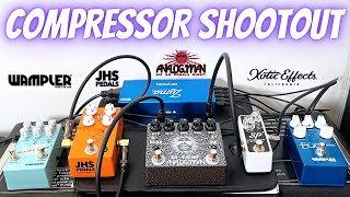 Video thumbnail for Compressor Shootout: Analogman Bi Comp Xotic SP Compressor JHS Pulp N Peel Wampler Ego & Cory Wong by Hollywood Rare Guitars