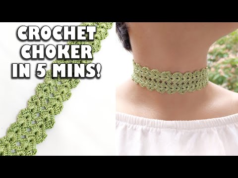 CROCHET NECKLACE/CHOKER Tutorial in 5 mins!(+ENG SUB)!💎#crochettutorial #crochetnecklace