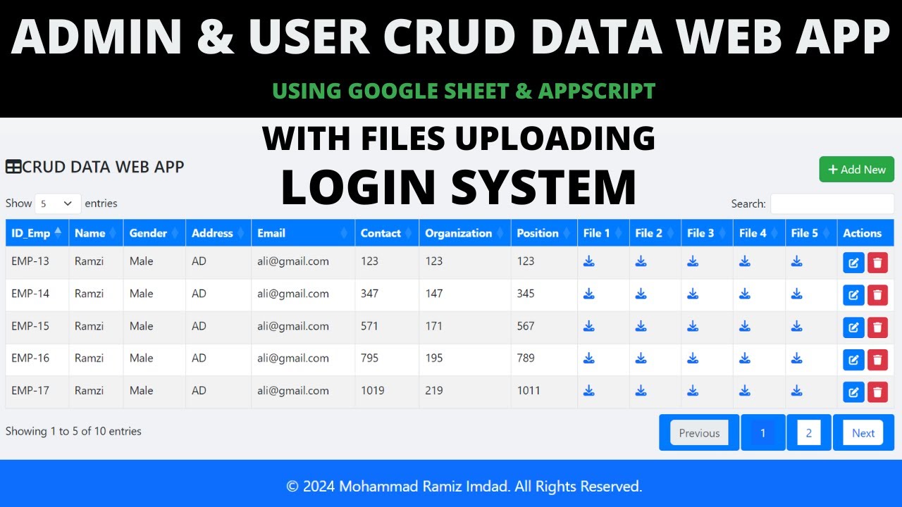 Admin & User Crud web app Using Google Spreadsheet Data | B44