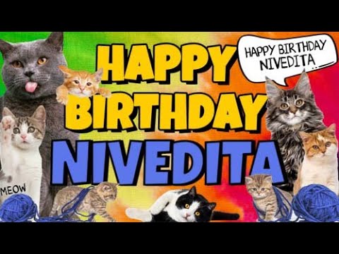 Happy Birthday Nivedita! Crazy Cats Say Happy Birthday Nivedita (Very Funny)