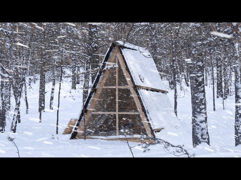 Warten auf einen SCHNEESTURM – Ich verstecke mich in einer warmen Hütte im Wald