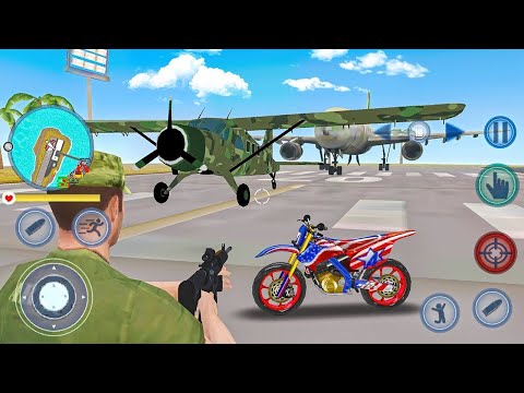Helicopter and Bike Driving in Open World Game - Army Commando Chase Vice Town - Android Gameplay