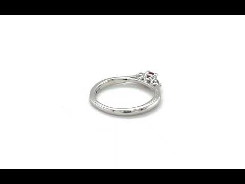 18ct White Gold Diamond & Ruby Trilogy Claw Set Ring 0.13ct - 01110039 | Johnsons Jewellers