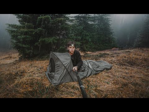 IN A MILITARY TENT IN CONTINUOUS RAIN 🌧️ | Autumn Bivouac | Carinthia Observer Plus