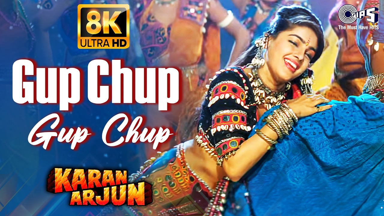 Gup Chup Chup - 8K Video | Karan Arjun | Mamta Kulkarni | Alka Yagnik, Ila Arun | Mujhko Ranaji Maaf