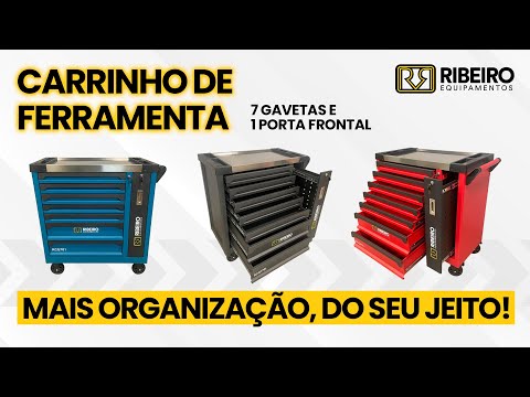 Carrinho para Ferramentas Fechado 07 Gavetas 01 Porta Frontal Vermelho RCGI701 RIBEIRO-9217 - Vídeo