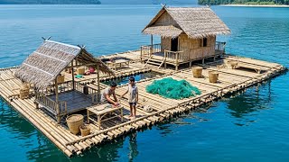 Man Builds Floating Bamboo Raft House for Family | Start to Finish by @petualangsumatera-ul5ml