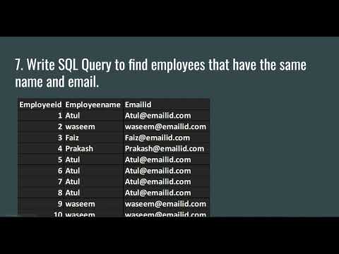 Write SQL Query to find employees that have the same name and email.