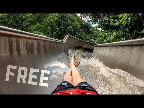 This Water Slide is FREE to Use! Steel Slide at Luegsteinsee