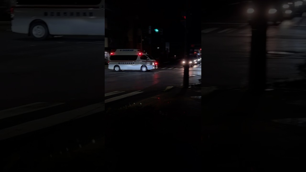 【夜も働く救急隊！】 (ハーモニックサイレン！) 春日部市消防本部　救急車　救急春日部10 出動シーン！