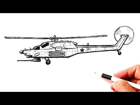 How to draw a Army Helicopter Mi-28 Night Hunter @EhedovElnur