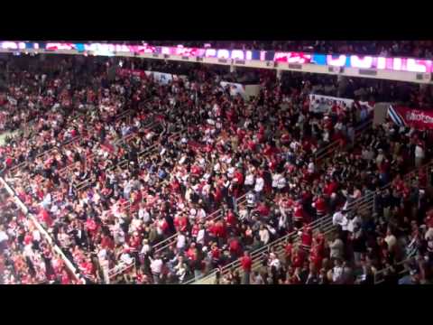 Fans cheer loudly for an Eric Staal goal!