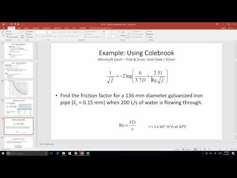 CE 331 - Class 3 (17 Jan 2017) Colebrook equation, Jain Equation, Pipe Diameter
