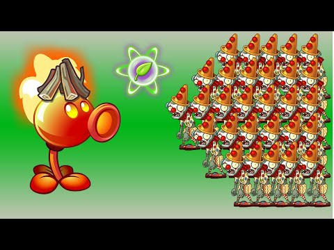 How Many Plants Level 1 Can Destroy 99 Carnie Conehead Zombie In 1 Hit - PvZ 2 Challenge