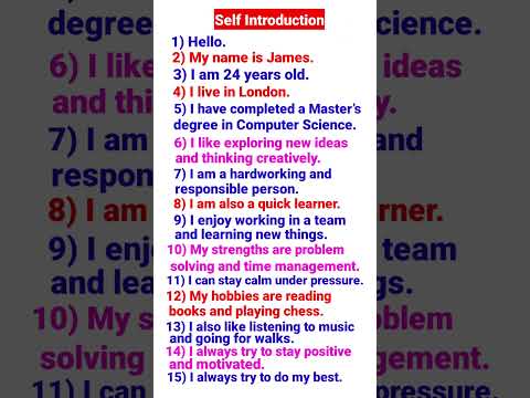 Self Introduction In English |Job Interviews & Daily Conversation |#english #shorts #shortsfeed