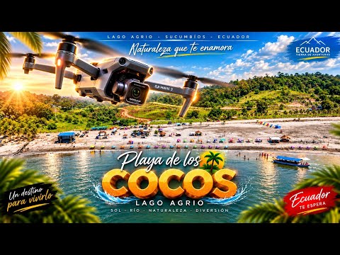 🚁 Volando con el dron sobre la Playa de los Cocos 🌴- Lago Agrio -🇪🇨