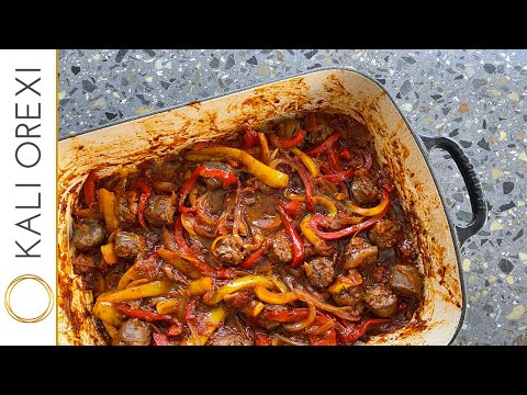 Mario and Chrisanthi's Spetsofai - Greek Sausage and Capsicum Casserole Recipe