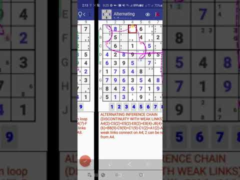 Discontinuous Nice loops with weak links AIC sudoku