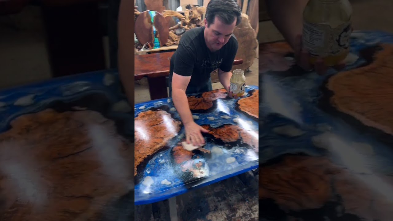 Lumberlust Epoxy Table Waxing