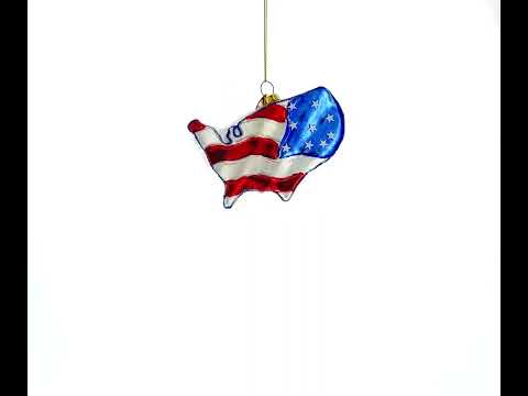 Patriotic United States Flag - Blown Glass Christmas Ornament (CC-0147)