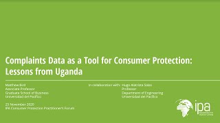 Webinar | Complaints Data as a Tool for Consumer Protection: Lessons f