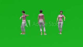America woman green screen walk and talk green screen Chroma key 4k render animation
