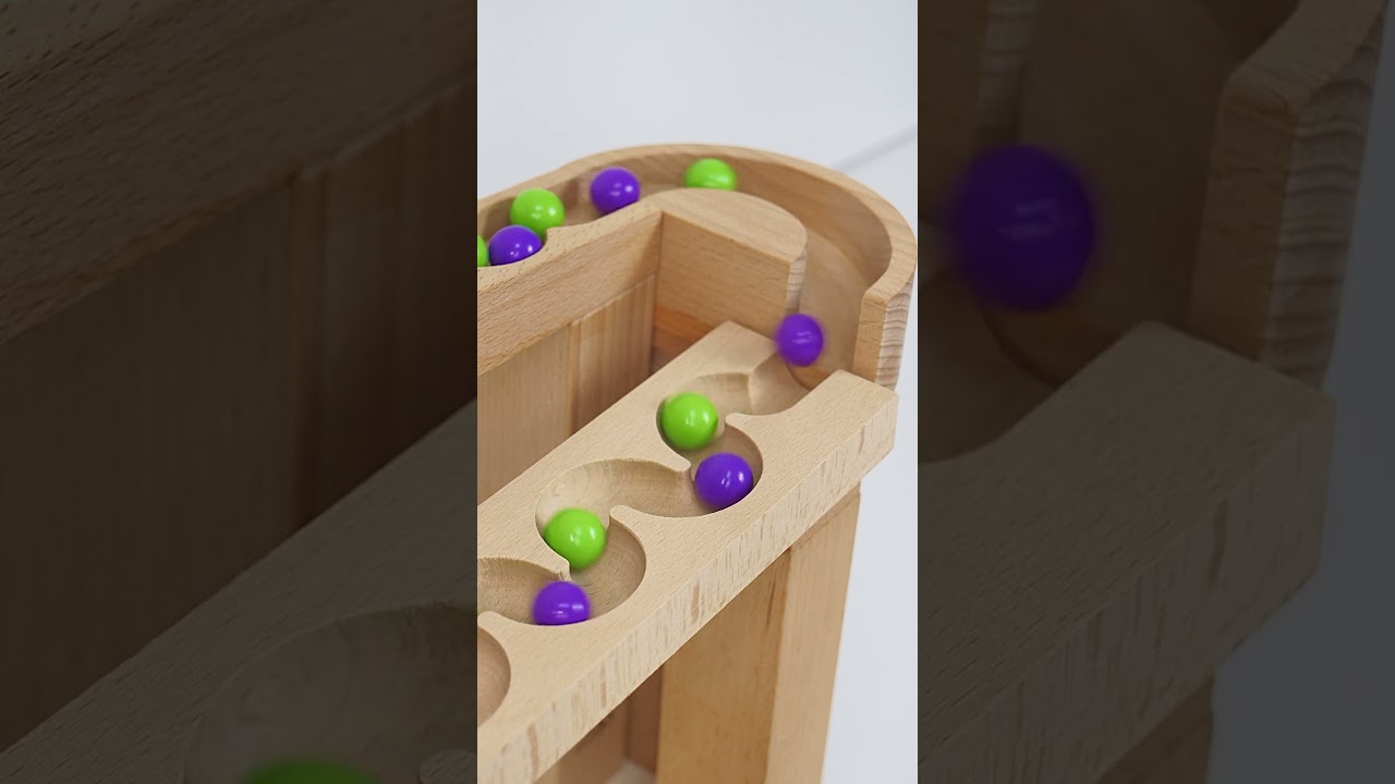 Marble Run ☆ Wooden Slope & Sound of drums♪#marblesrace #woodmarblerun #marblerun #asmr