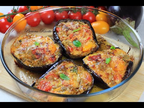 Eggplant stuffed with cherry tomatoes and stracciatella: they're fabulous!