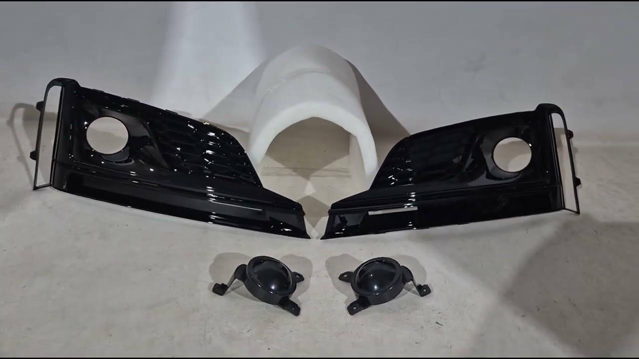 Audi A5 2016-2025 Fog light grilles with fog lamp (2016-2019, 2 pcs, Black) Video 1