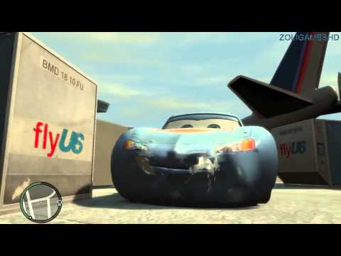 Grand Theft Auto IV Rayo Lightning McQueen Dinoco Crash Testing