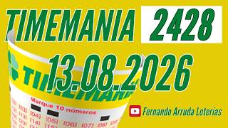 Resultado Timemania 2428 de hoje 13/08, Resultado Timemania 2428 de hoje
