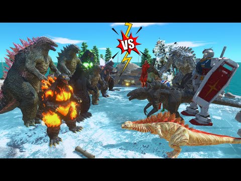 Evolution of Godzilla 2024 VS Gundam RX-78 and Mechagodzilla Team - Animal Revolt Battle Simulator