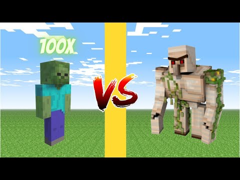 mutant iron golem vs 100x zombie , skeleton | Minecraft Mob Battle