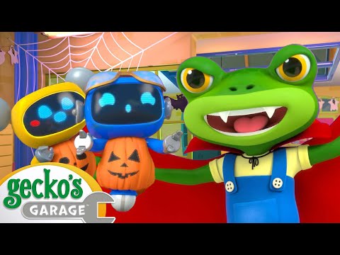 Gecko's Spooky Garage | Morphle and Gecko's Garage - Cartoons for Kids | Vampires, Bats and Vehicles
