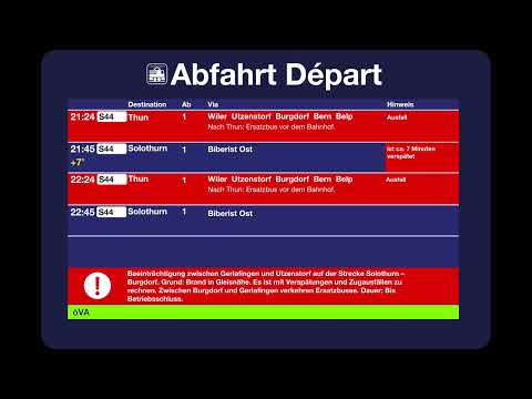 BLS TTS Ausfallmeldung zur S44 nach Thun • Linie • Brand in Gleisnähe