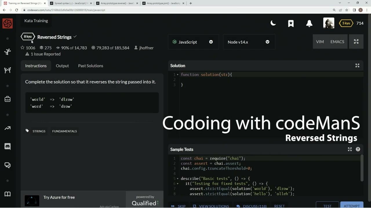 Codewars 8 kyu Reversed String Javascript