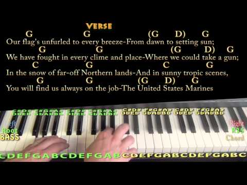 Marines' Hymn (Anthem) Piano Cover Lesson in G with Chords/Lyrics